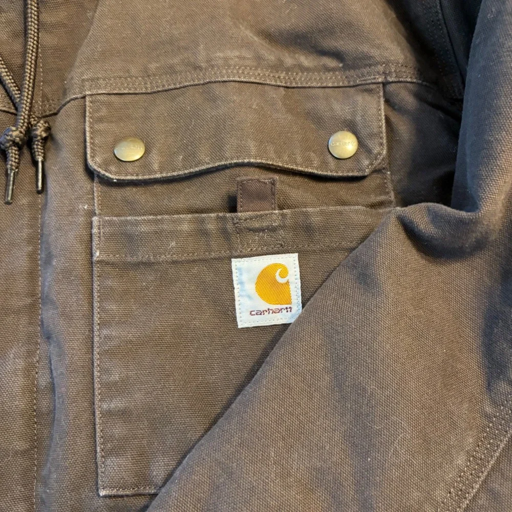 Carhartt Hooded Sherpa Lined Canvas Workwear Heavy Duty Utility Jacket Men 3XL